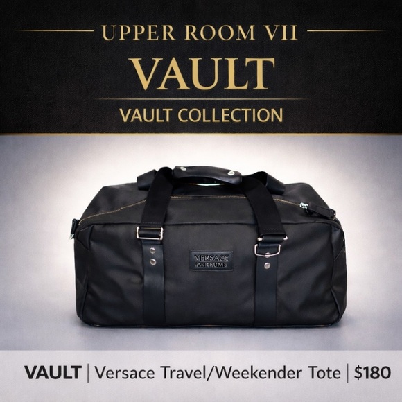 VAULTVersace Parfums Travel Weekender Duffel Bag Black Nylon Leather